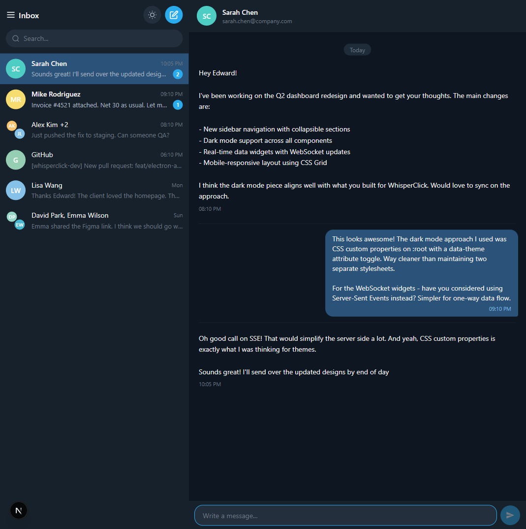 ChatMail conversation view